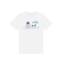 Load image into Gallery viewer, White Scottish Seabird Centre - Kids Seal T-shirts (blue logo)