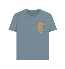 Load image into Gallery viewer, Stone Blue Printed T-shirt Front