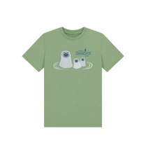Load image into Gallery viewer, Sage Scottish Seabird Centre - Kids Seal T-shirts (blue logo)