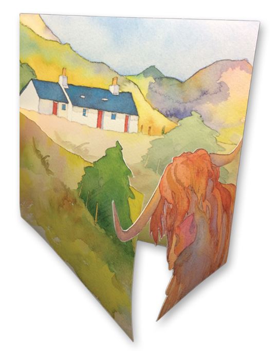 Highland Calf Heather Scotland Kids Cow Birthday Card - Groceries