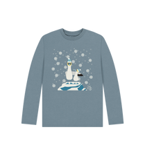 Load image into Gallery viewer, Stone Blue Printed Kids T-Shirt Front
