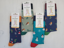 Load image into Gallery viewer, Blue Snowman Socks (size 3-7)
