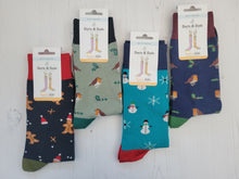 Load image into Gallery viewer, Blue Snowman Socks size 7-11
