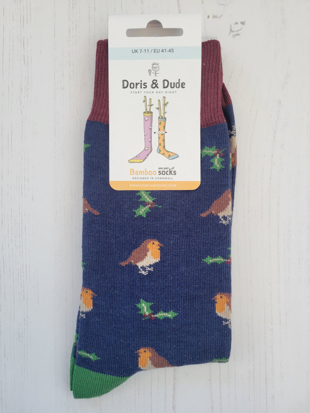 Navy Robin Socks (size 7-11)