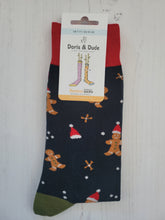 Load image into Gallery viewer, Navy Gingerbread Socks (size 7-11)
