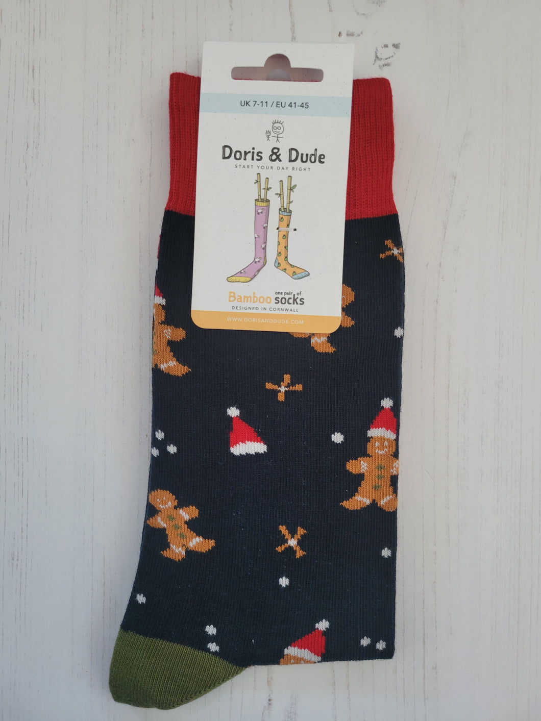 Navy Gingerbread Socks (size 7-11)
