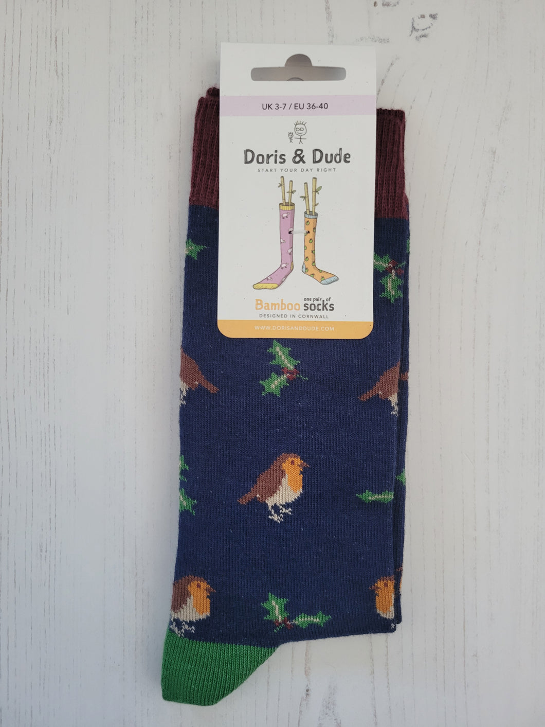 Navy Robin Socks (size 3-7)