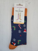 Load image into Gallery viewer, Navy Xmas Fun Socks (size 3-7)
