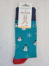 Load image into Gallery viewer, Blue Snowman Socks size 7-11
