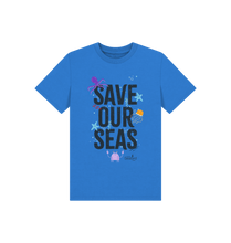 Load image into Gallery viewer, Bright Blue Printed Kids T-Shirt Front
