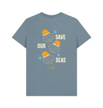 Load image into Gallery viewer, Stone Blue Printed T-shirt Back
