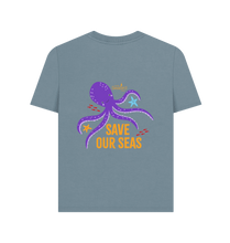 Load image into Gallery viewer, Stone Blue Printed T-shirt Back

