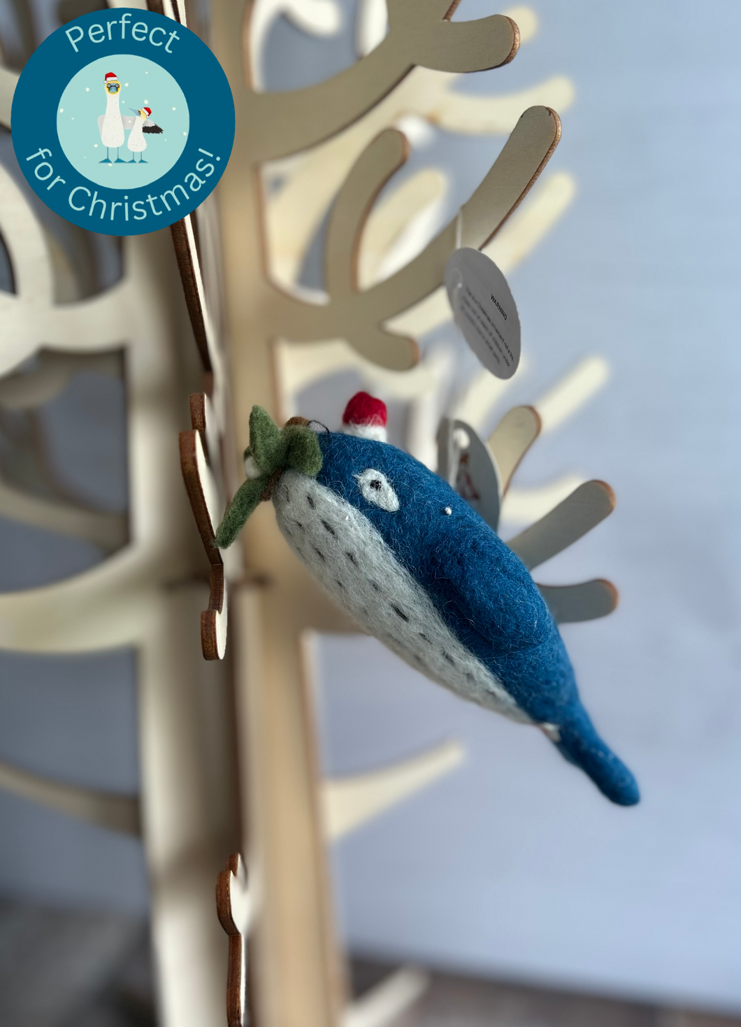 Blue Whale Felt Hanging Christmas Decoration