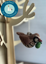 Load image into Gallery viewer, Partridge with Pear Felt Hanging Christmas Decoration
