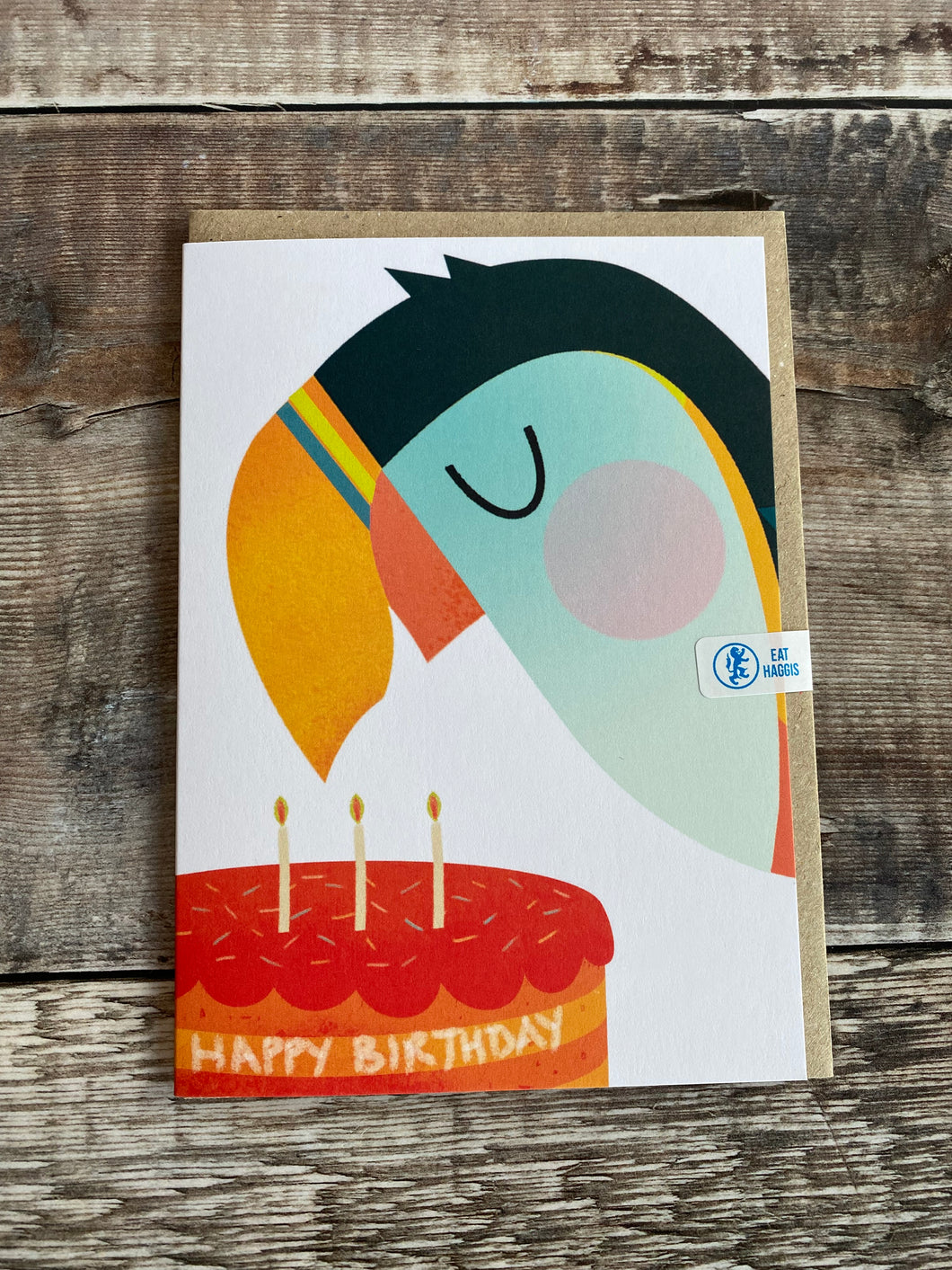 Puffin Birthday Cake Greetings Card
