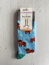 Load image into Gallery viewer, Blue Highland Cow Socks size 3 - 7
