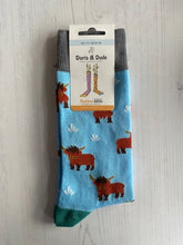 Load image into Gallery viewer, Blue Highland Cow Socks size 7 - 11
