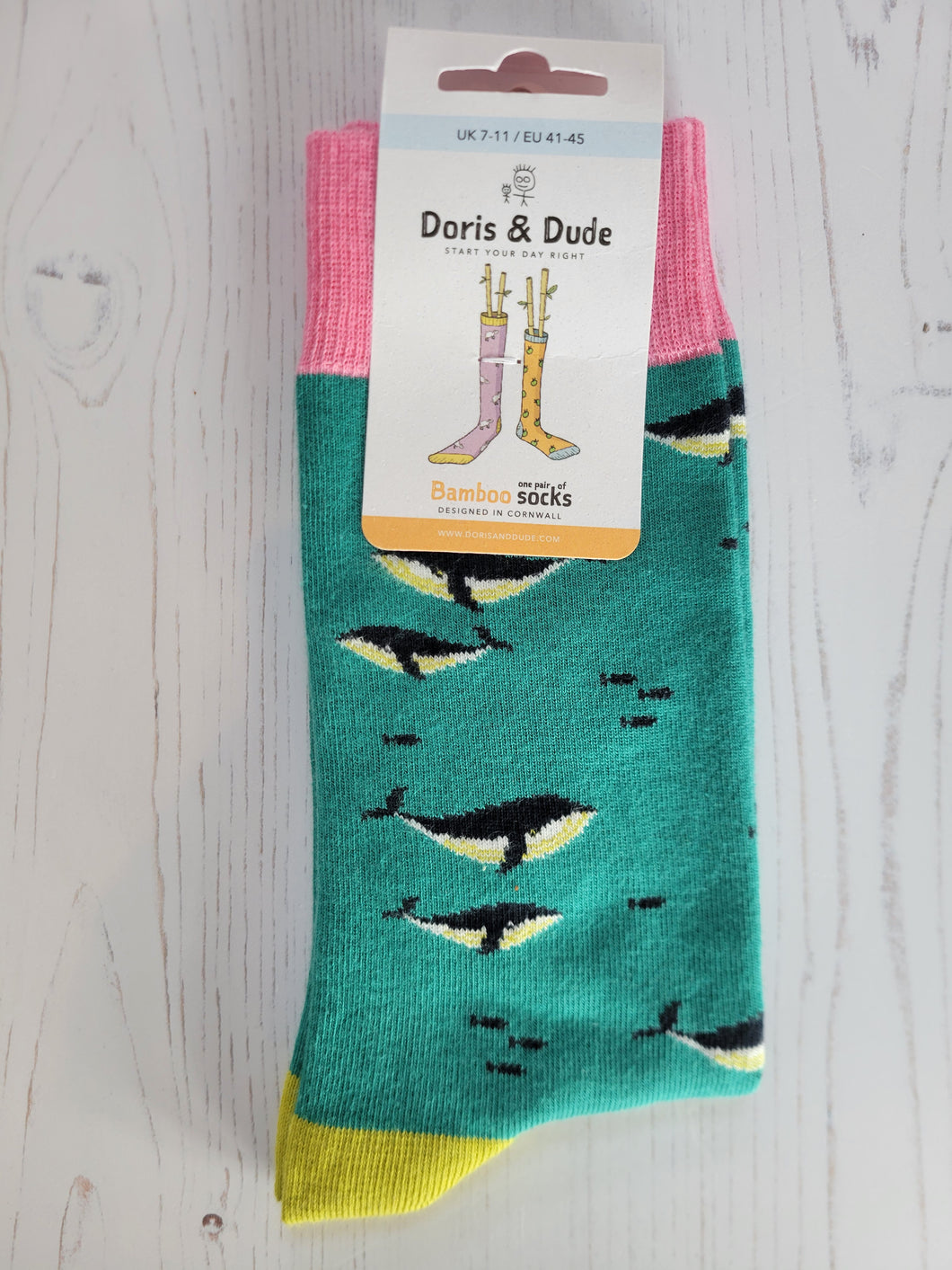 Green Whale Socks (7-11)