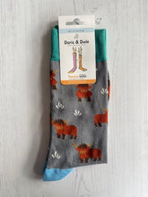 Load image into Gallery viewer, Grey Highland Cow Socks size 7 - 11
