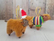 Load image into Gallery viewer, Tweed Highland Coo Christmas Decoration
