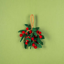 Load image into Gallery viewer, Holly Sprig Felt Christmas Decoration
