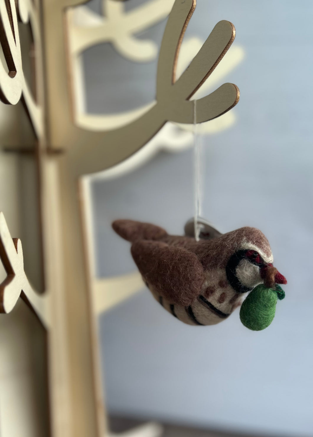 Partridge with Pear Felt Hanging Christmas Decoration