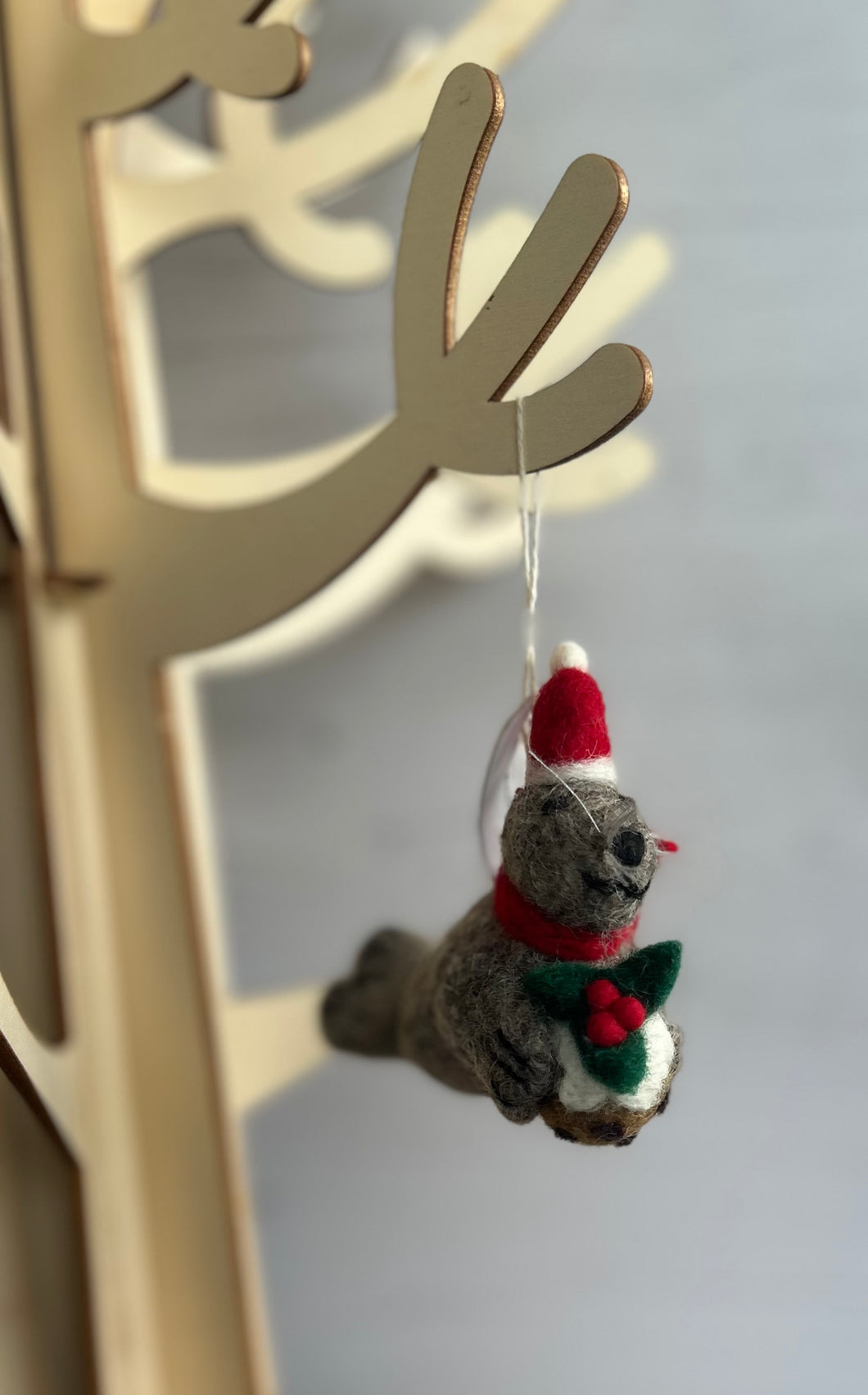 Grey Seal Felt Hanging Christmas Decoration