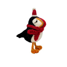 Load image into Gallery viewer, Puffin Felt Hanging Christmas Decoration
