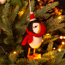 Load image into Gallery viewer, Puffin Felt Hanging Christmas Decoration
