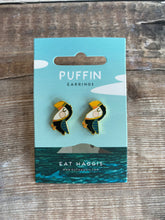 Load image into Gallery viewer, Puffin Enamel Earrings
