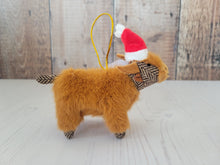 Load image into Gallery viewer, Tweed Highland Coo Christmas Decoration
