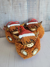 Load image into Gallery viewer, Highland Cow Pom Pom Christmas Decoration
