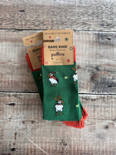Load image into Gallery viewer, Christmas Save the Puffin Green Socks (size 7-11)
