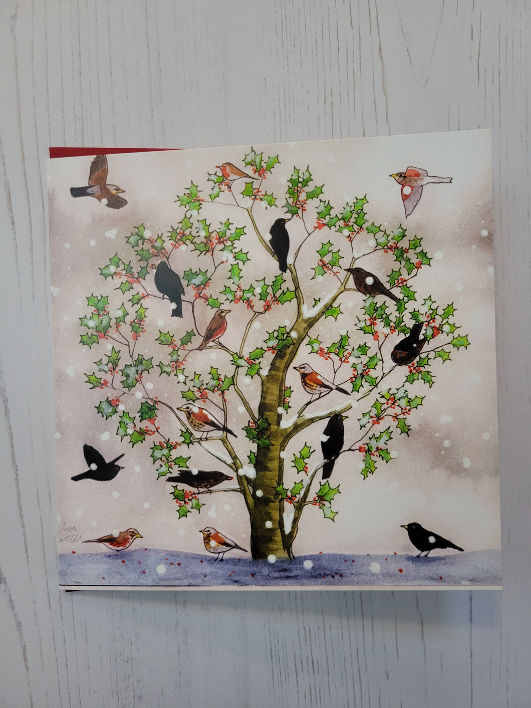Christmas Holly Tree Card
