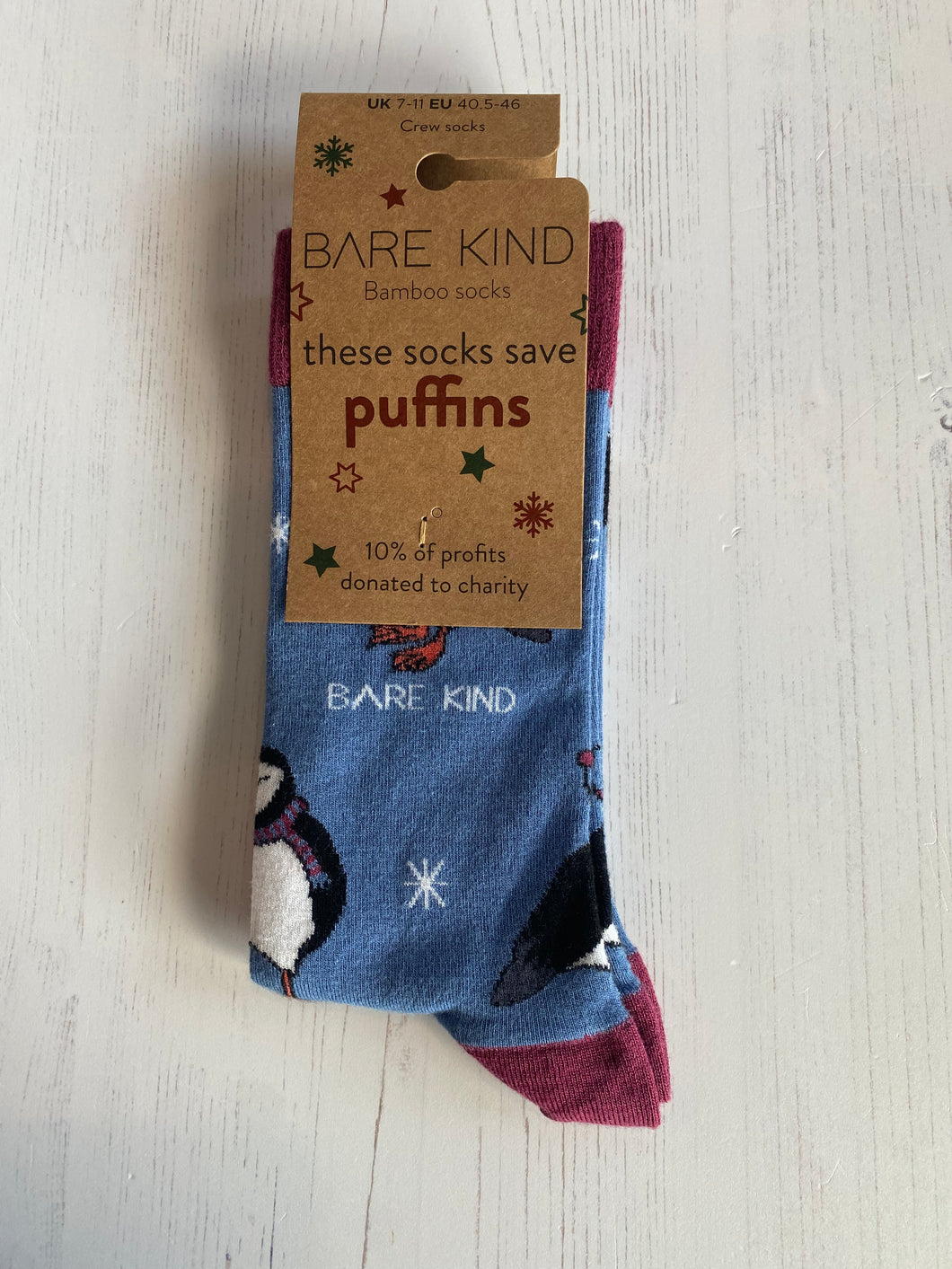 Christmas Save the Puffin Socks size 7-11