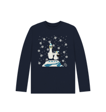 Load image into Gallery viewer, Navy Blue Printed Kids T-Shirt Front
