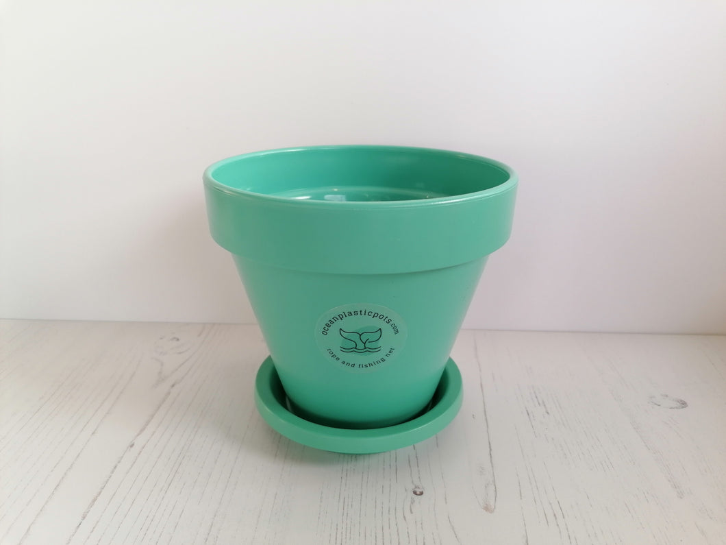 Mint Green Ocean Plastic Plant Pot