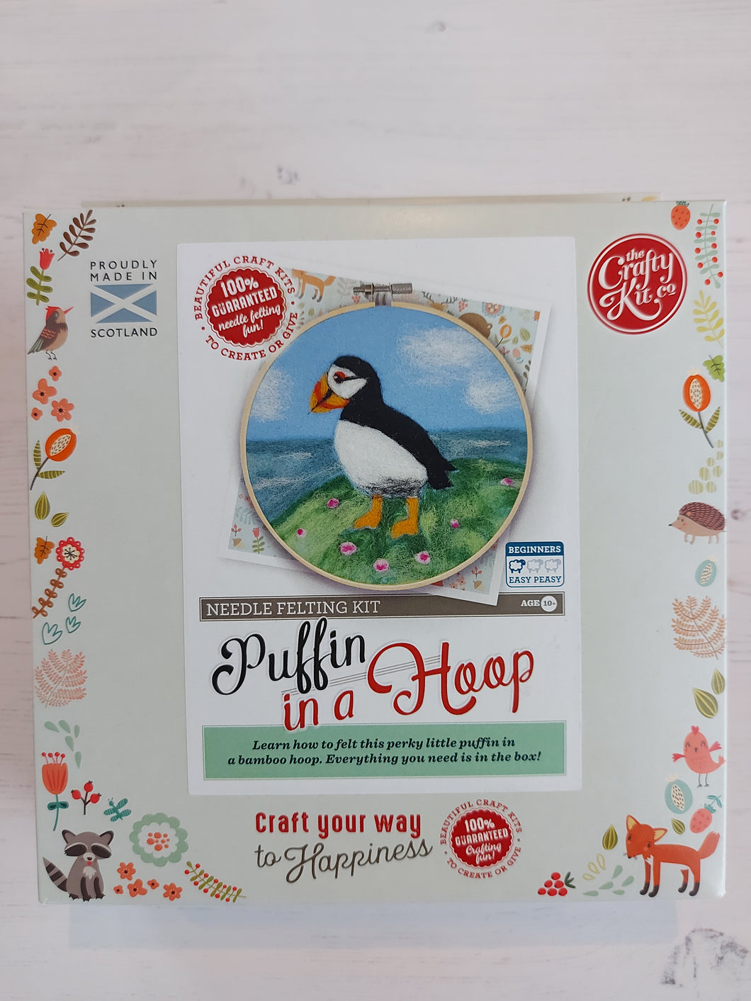 Puffin in a Hoop Needle Felting Kit